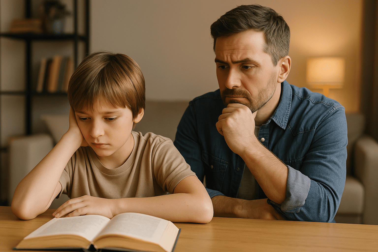 Padre leyendo con su hija en casa